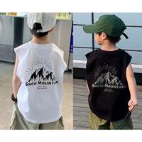 Áo Thun Sát Nách Rộng In Chữ Thời Trang Cho Bé 100% cotton Form 90-150cm