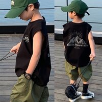 Áo Thun Sát Nách Rộng In Chữ Thời Trang Cho Bé 100% cotton Form