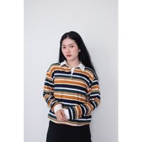 Áo thun seegudinallthings kẻ dài tay Striped Polo Crop Top