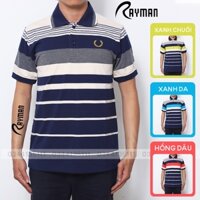Áo Thun Sọc Ngang Nam Cổ Bẻ Thêu Logo RAYMAN Áo Phông Polo Thun Cotton Mát Lạnh