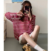 Áo thun sọc tay dài, áo tay dài nữ kẻ sọc chất cotton xược mặc mát