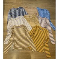 Áo Thun SỌC tay dài, cổ tim, cổ tròn