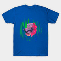 Áo thun sọc xanh tím và hồng cá betta Betta Fish Purple and Pink Green Stripes TShirt