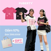 áo thun sporty ringer tee local brand PUBERTY PINK LOGO SPORTY RINGER TEE / BlackxWhite - WhitexBlack