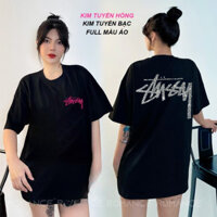 Áo Thun Stussy Kim Tuyến, Áo Phông Tay Lỡ Stussy dáng rộng unisex Chất Liệu Cotton cao cấp 100% cao cấp thoáng mát