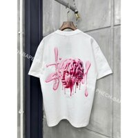 ÁO THUN STUSSY SƠN HỒNG FORM RỘNG NAM NỮ UNISEX VẢI COTTON HAI CHIỀU CAO CẤP 280GSM - BAPE PHẾCH