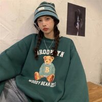Áo thun Sweat nỉ bông GẤU form rộng freesize chất nỉ cotton áo nỉ cổ tròn dài tay nam nữ ulzzang giá rẻ