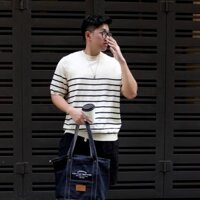 Áo Thun Sweater Kẻ Sọc Thời Trang Hàn Quốc Unisex Form Rộng Vải Dày Dặn Cao Cấp