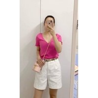 Áo thun tăm cổ tim Mango | Hàng hiệu vợt sale