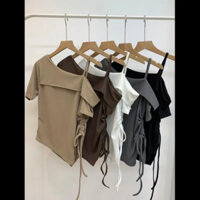 ÁO THUN TĂM LỆCH VAI RÚT EO SIÊU XINH