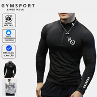 Áo Thun Tập Gym Nam CỔ TRỤ DÀI TAY Form Ôm Body Vải Thun Lạnh Thể Thao Co Dãn Tốt