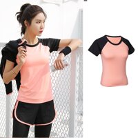 Áo Thun Tập GYM YOGA Nữ Simple Thun Lạnh AS036 Co Dãn 4 Chiều - cam - 3XL &lt;71KG