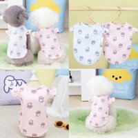 Áo thun tay bèo siêu đáng yêu hai màu xanh hồng cho thú cưng