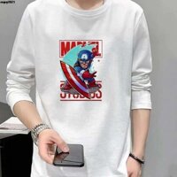 Áo Thun Tay Dài Cổ Tròn In Hình spiderman captain america iron man 3 Màu Đen Trắng Thời Trang Unisex m-5xl mwkt008