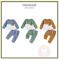 Áo Thun Tay Dài Cổ Tròn Màu Sắc Tương Phản Kèm Quần Lưng Thun Cho Bé Trai LAA6-Baby