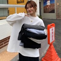 Áo thun tay dài cổ tròn thời trang phong cách Hàn Quốc cho nữ - Hàng nhập khẩu