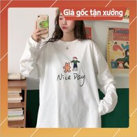 Áo thun tay dài form rộng unisex Nice Day nam nữ ulzzang áo nam nữ ˇ  : ..