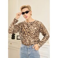 Áo Thun Tay Dài Họa Tiết Da Báo Xuyên Thấu Thương Hiệu Mr Twins