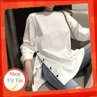 Áo thun tay dài màu trơn phong cách Hàn Quốc cho phái nữ -Hàng nhập khẩu