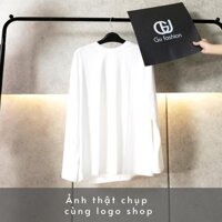 Áo Thun Tay Dài Nam Nữ Form Rộng Cổ Tròn Đen Trắng Chất Phông Cao Cấp GU Fashion Basic Unisex - Màu Trắng,Size L <80 KG