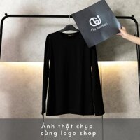 Áo Thun Tay Dài Nam Nữ Form Rộng Cổ Tròn Đen Trắng Chất Phông Cao Cấp GU Fashion Basic Unisex - Màu Đen,Size M <60 KG