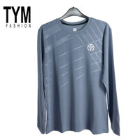 Áo thun tay dài Nam TYM dòng Basic có họa tiết vải Poly 4 chiều mềm mại, co dãn, thoáng mát  AMT004 - TYM FASHION - Xám -  3XL