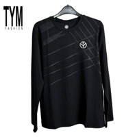 Áo thun tay dài Nam TYM dòng Basic có họa tiết vải Poly 4 chiều mềm mại, co dãn, thoáng mát  AMT004 - TYM FASHION - Đen - 2XL