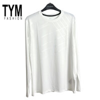 Áo thun tay dài Nam TYM dòng Basic có họa tiết vải Poly 4 chiều mềm mại, co dãn, thoáng mát  AMT004 - TYM FASHION - trắng - M