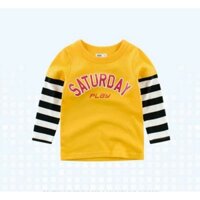 Áo thun tay dài ráp lăng cho bé trai cổ tròn in hình hàng nhập khẩu mẫu mới 2023