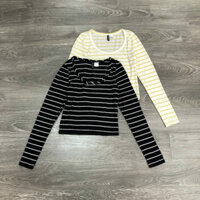 Áo thun tay dài sọc ngang cổ tròn AnDi.vnxk