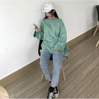 Áo Thun Tay Dài Trơn Basic Unisex Nam Nữ SUMMERSWEATER.OFFICIAL - Xanh Lá,Dưới 65kg