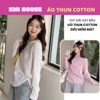 Áo Thun TAY DÀI Vạt Bầu, Áo Thun Nữ Dài Tay Cotton Giấy Mềm Mịn | AT17