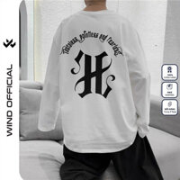 Áo thun tay dài Wind phông unisex form rộng Chữ H nam nữ cotton oversize ulzzang