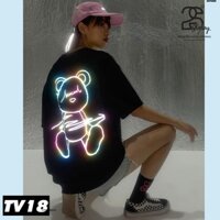 Áo Thun Tay Lỡ 2sClothing Áo Phông StreetWear Unisex Nam Nữ Cotton Oversize Form Rộng Giá Rẻ In Hình Gấu Phản Quang TV18