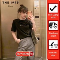 áo thun tay lỡ balance atin100 nam nữ unisex form rộng chất liệu thun cotton 35/65 vải mịn thoáng mát