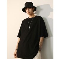 ÁO THUN TAY LỠ COTTON ĐEN TRƠN FORM RỘNG UNISEX (có hình chụp thật)