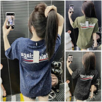 Áo thun tay lỡ cotton KHÔ IN NHŨ B...A..LE..NG form rộng tay lỡ Unisex Oversize Nam Nữ mặc đều đẹp