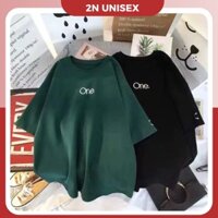 Áo thun tay lỡ form rộng - phông nam nữ cotton oversize - T shirt ONE - 2N Unisex - Xanh,freesize