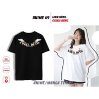 Áo thun tay lỡ form rộng nam nữ-ANGEL DEVIL-A005