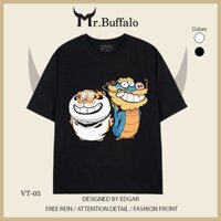 Áo thun tay lỡ Hổ rồng cười, long tranh hổ đấu cute Mr.Buffalo