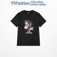 Áo thun tay lỡ IFASHION 100% cotton dáng unisex form rộng in hình bức tượng thổi bong bóng N054  ྇