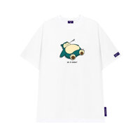Áo thun tay lỡ in hình Gấu lười Snorlax chất vải cotton dày định lượng 250msg