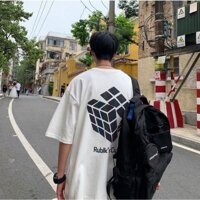 Áo thun tay lỡ in phản quang 7 màu Rubik - Trắng - Fs &amp;lt 70kg