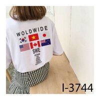 Áo thun tay lỡ in WORLD WIDE (Mẫu 1) - I3744