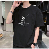 Áo thun tay lỡ nam nữ, áo phông form rộng chất cotton in hình (mèo)