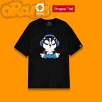 Áo thun tay lỡ ORAN'S Couple Tee in hình chó Husky chơi game áo đôi nam nữ Oversize chất COTTON 4C FULLBOX