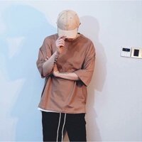 Áo Thun Tay Lỡ Oversize Màu Nâu Unisex