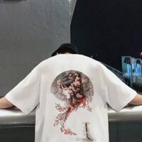 Áo Thun Tay Lỡ Phong Cách Hàn Quốc Unisex Geishi Múa Quạt