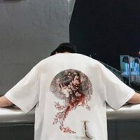 Áo Thun Tay Lỡ Phong Cách Hàn Quốc Unisex Geishi Múa Quạt