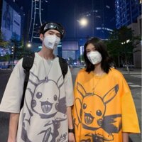 Áo Thun Tay Lỡ Pikachu Form Rộng siêu hot🍁 Unisex nam nữ đều mặc được